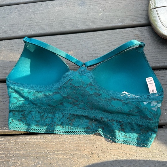 Victoria Secret blue teal lace bralette large new with tags - Picture 2 of 4